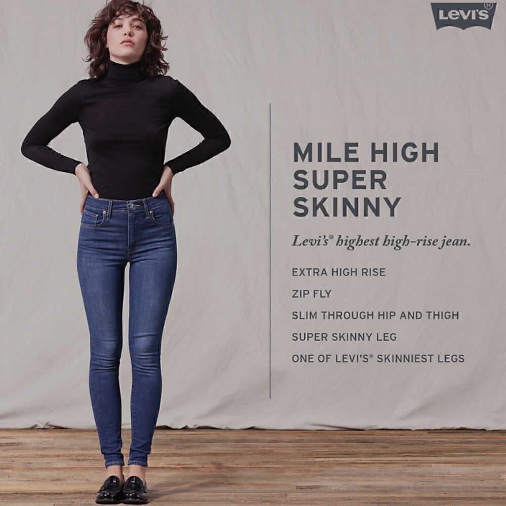New! Levi’s Mile High Rise Ripped Distressed Raw Hem Frayed Skinny Jeans - Picture 11 of 11